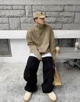 No.9787 KNIT highneck ZIP-UP (5color)