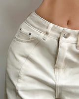 プリヴェラインワイド-レッグデニムジーンズ / PRIVÉ LINED WIDE-LEG DENIM JEANS - CREAM/DENIM BLUE