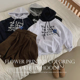 Flower Printed Coloring Oversized Fit Hoodie (3 colors)