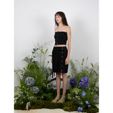 リブドシェルボタントップ / RIBBED SHELL BUTTON TOP - BLACK