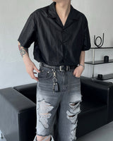 コーティングオープンカラーハーフシャツ/FL Coating open collar half shirt (2 colors)