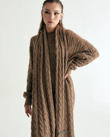 ALPACA CABLE KNIT MUFFLER & ONEPIECE SET - COCOA (6635997102198)
