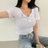 サイドシャーリングリブドクロップ半袖Tシャツ