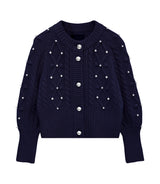 Pearls cable cardigan