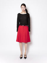 VIVID PLEATS SKIRT (TOMATO)