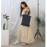 Wave smocking bag Ⅱ (grayish blue) (6657233453174)