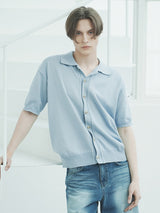 オープン半袖ニット / T1015 OPEN SHORT-SLEEVED KNIT_SKYBLUE