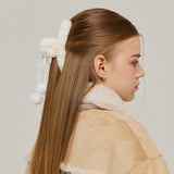ポンポンファーヘアクリップ　ホワイト