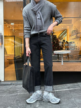 LMN レギュラーロールアップデニムパンツ / LMN Regular Roll-Up Denim Pants (Black)