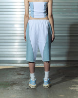 denim combi half pt - white