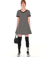 V NECK STRIPE OPS (GRAY)