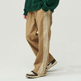 CONTRAST COTTON WIDE PANTS (BEIGE) (6603667079286)
