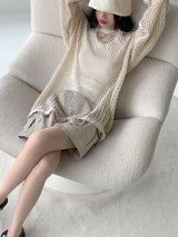 夏星パンチングネット長袖ニット/Pikadi Summer Star Punching Net Long Sleeve Knitwear