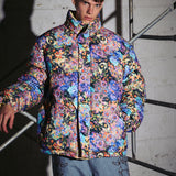 ソーラーボールフラワーフレイムリバーシブルダウンジャケット/SOLARBALL FLOWER FLAME REVERSIBLE PUFFER LEMON