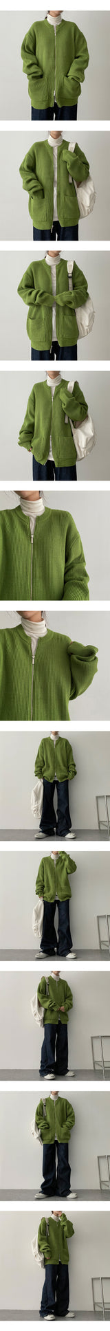 パッドツーウェイラウンドニットジップアップ / Pad Two-Way Round Knit Zip-Up