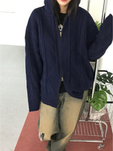 Corbin knit hood zip up