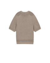【OUTLET】OVERSIZED FISHNET DETAIL SS SWEATER BEIGE