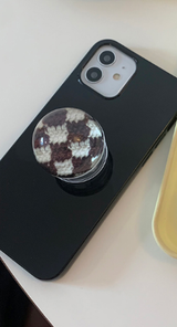 チェッカーボードマーブルトックブラウンケースセット / Checkerboard Marble Tok Brown Case Set