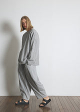 DOTTED-STRIPE BALLOON SWEAT PANTS (Gray) / ドットストライプバルーンスウェットパンツ