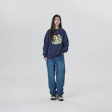 046/047/048- NAVY- LEATHER APPLIQUE GRAPHIC HOODIE
