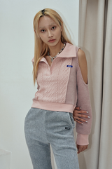 ホールカラークロップニット / hole collar crop knit_pink
