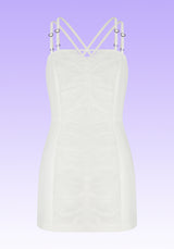 WHITE SHOULDER STRAP MINI DRESS (6624145473654)