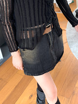 [Belt Set] Konya Y2K Washing Mini Skirt