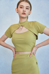 HIDE Chain Crop Top (Olive) (6570964025462)