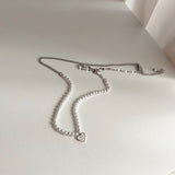 juro サージカルスチールパールハートスマイルキッチュレイヤードショートネックレス / juro Surgical Steel Pearl Heart Smile Kitch Layered Short Necklace