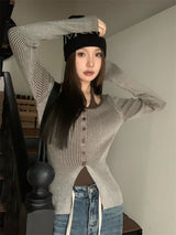 Faux two-piece knit ribbed top