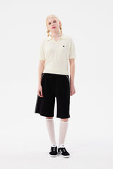ドゥードゥルチェリーハーフレングスバンディングパンツ / DOODLE CHERRY HALF LENGTH BANDING PANTS [BLACK]