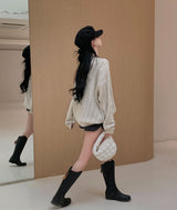 [Bellide made] Caramel Loose Fit Long Round Knitwear