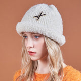 VA Brooch Melange Wool Rolling Beanie Creammix