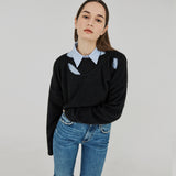 カットアウト２WAYウールクロップトップ / CUT OUT 2-WAY WOOL CROP TOP (BLACK)