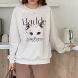 キャットドローイングスウェットシャツ/CAT DRAWING SWEATSHIRTS (OATMEAL)