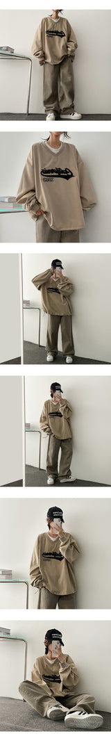 1993 Patch Embroidery String V Sweatshirt