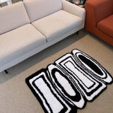 Black & white oval square tufting rug