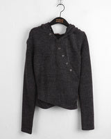 Benet snap button ribbed hoodie wrap knit