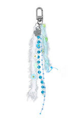 blue fluffy key-ring