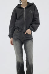 ピグメントフードジップアップ/Pigment hood zip-up (2color)