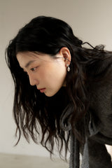 double tear earring - silver