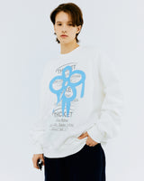 チケットマシンフラワータイポスウェットシャツ/THICKET MACHINE FLOWER SWEATSHIRT-WHITE