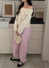 Ribbon Sheep Fleece Jogger Pants (4color)