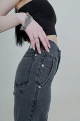 [Sserpe x Dilettantisme] Grey V Cut Wide Denim Pants (6687114920054)