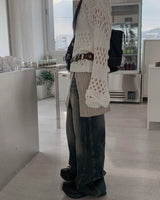 Side stitch denim pants