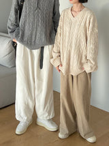 Stick cable V knit