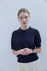 ミニマル カラー サマーニット Minimal Collar Summer Knit