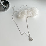 パールキュービックニットスマイルコインハンドメイドネックレス/mmi Silver 925 Pearl Cubic Kit Smile Coin Handmade Necklace
