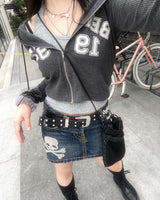 Y2K ワッフル2WAY クロップドフーディジップアップ / Y2K Waffle Two-Way Cropped Hoodie Zip-Up