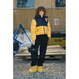 COLORING GRID PATTERN CROP DOWN JUMPER [LIGHT YELLOW]